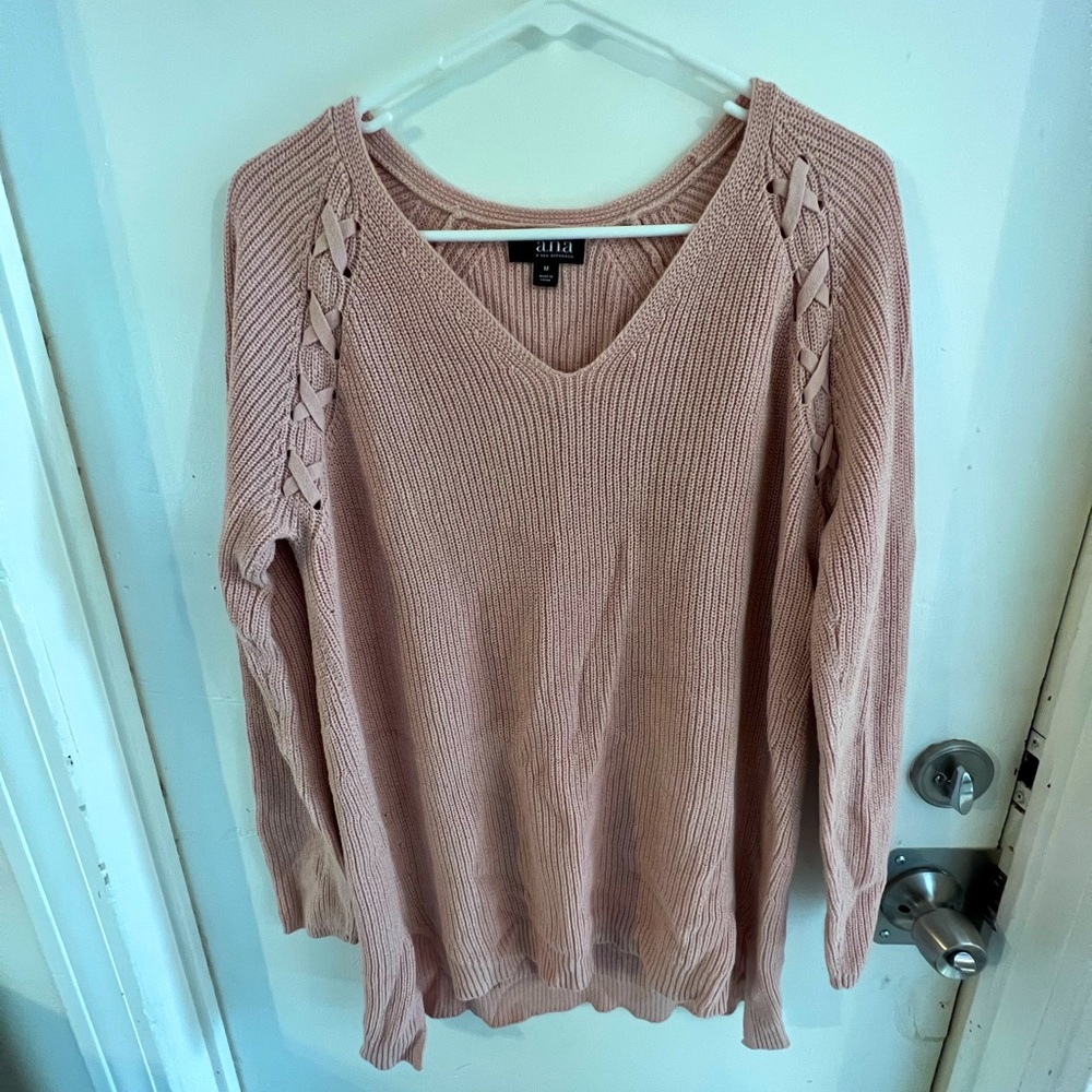 a.n.a. Light Pink V-Neck Ribbon Sweater - Picture 3 of 12
